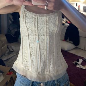 Ellie Tahari lace corset bustier top with side zipper